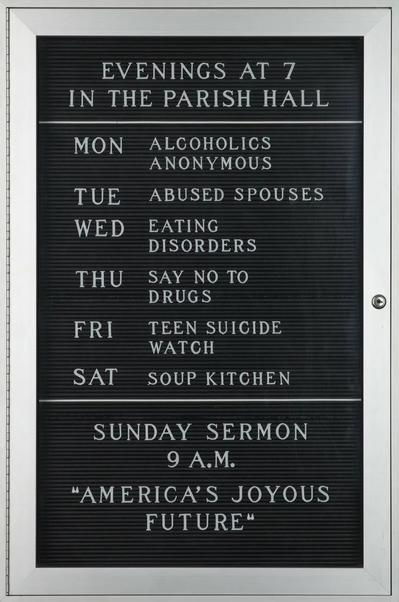 Erika Rothenberg, <i>America's Joyous Future</i>, 1990–91. Collection Museum of Contemporary Art Chicago, Gift of Mr. and Mrs. E.A. Bergman by exchange, 1991.75. © 1990–91 Erika Rothenberg. Photo © MCA Chicago.
 2022/08/1991_75.jpg 