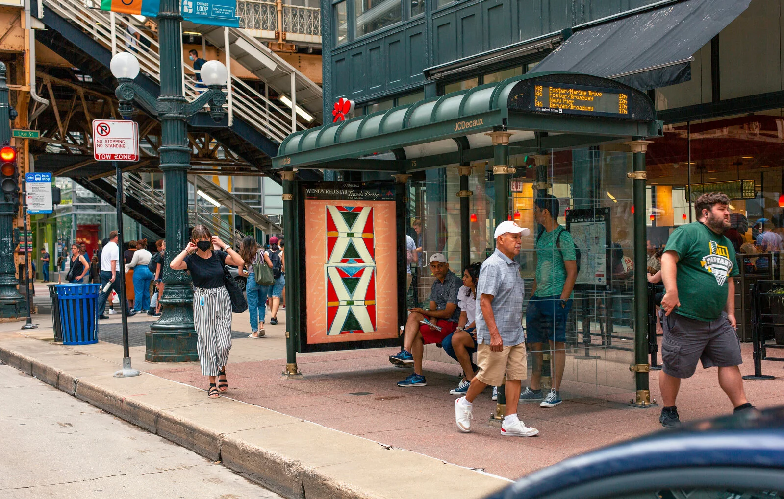 Wendy Red Star, <i>Brings Together</i>, 2022. Courtesy of the artist. Photo: David Sampson, courtesy of Public Art Fund, NY. Artwork part of <i>Wendy Red Star: Travels Pretty</i>, presented in Chicago by Public Art Fund on 300 JCDecaux bus shelters across New York City, Boston, and Chicago, on view August 10—November 20, 2022. 2022/09/PAF-Aug22-WendyRedStar-v2-1.jpg 