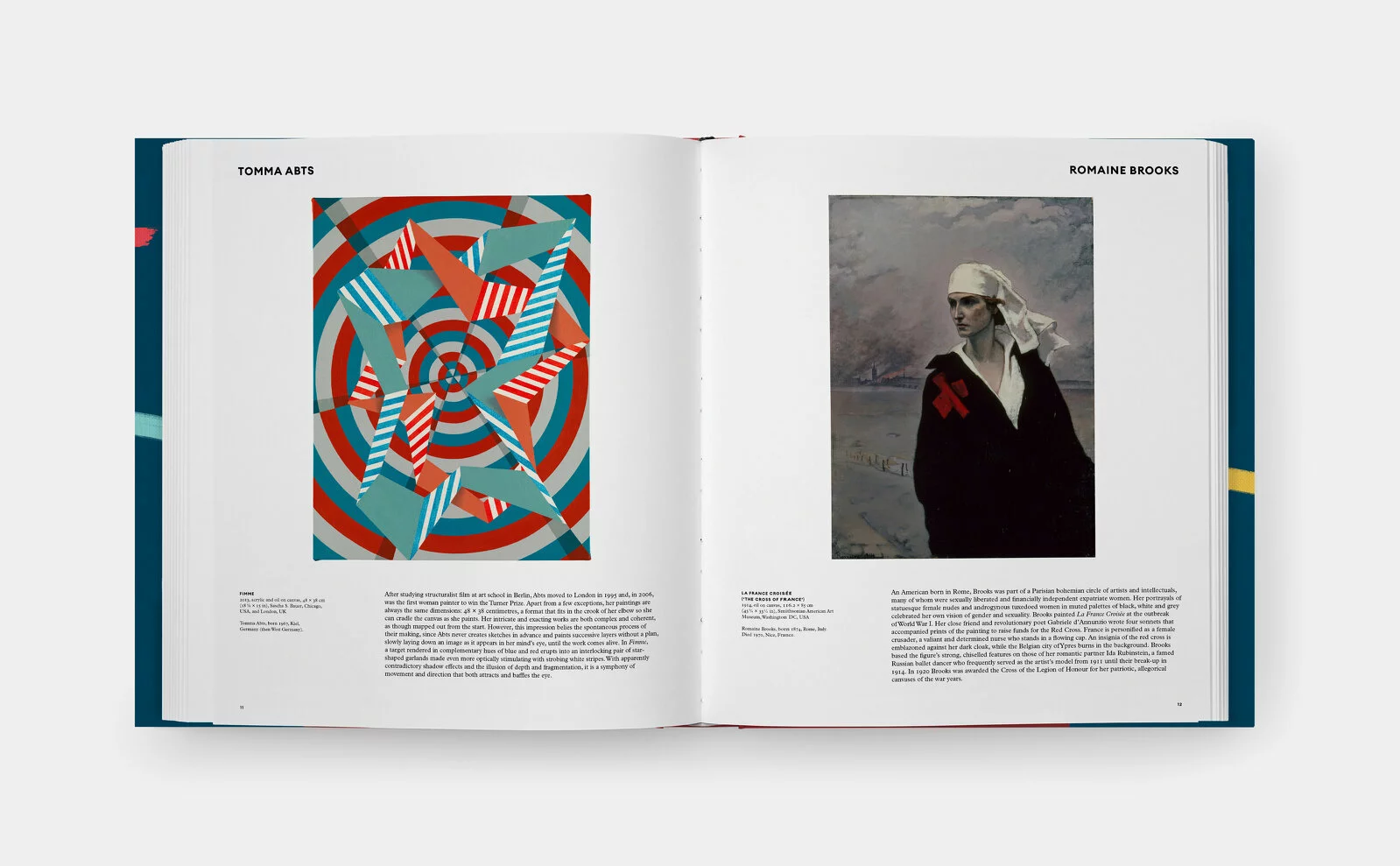Great Women Painters. Introduction by Alison M. Gingeras. Phaidon
Left to right: Tomma Abts // Romaine Brooks. 2022/10/great-woman-painters-en-6328-3d-spread-1-3880.jpg 