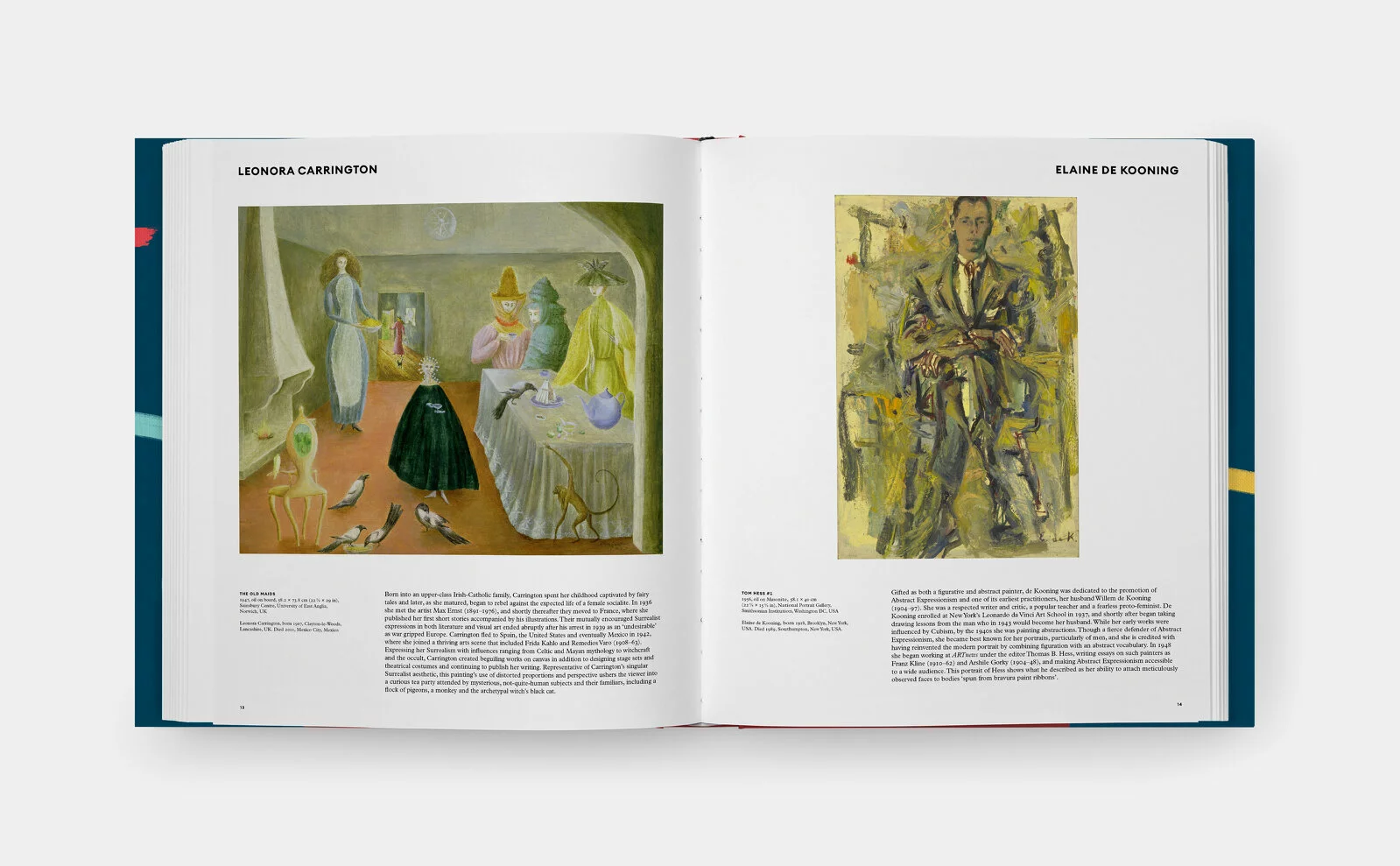 Great Women Painters. Introduction by Alison M. Gingeras. Phaidon
Left to right: Leonora Carrington // Elaine De Kooning. 2022/10/great-woman-painters-en-6328-3d-spread-2-3880.jpg 