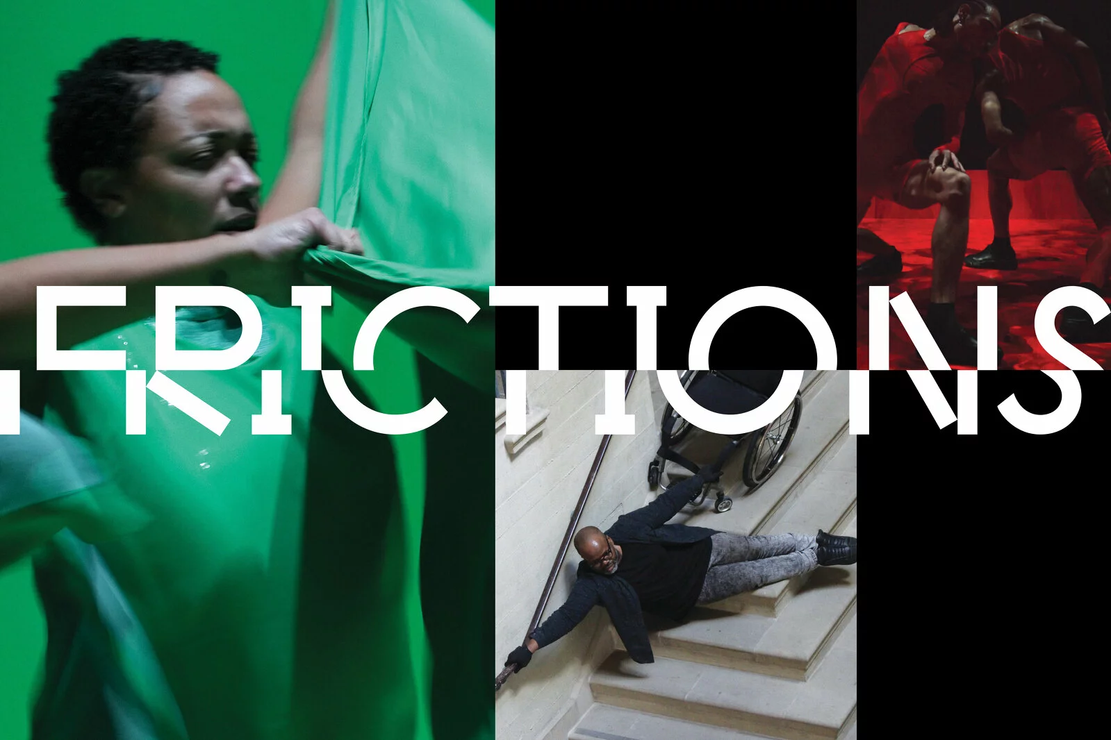 FRICTIONS logo with performance images.