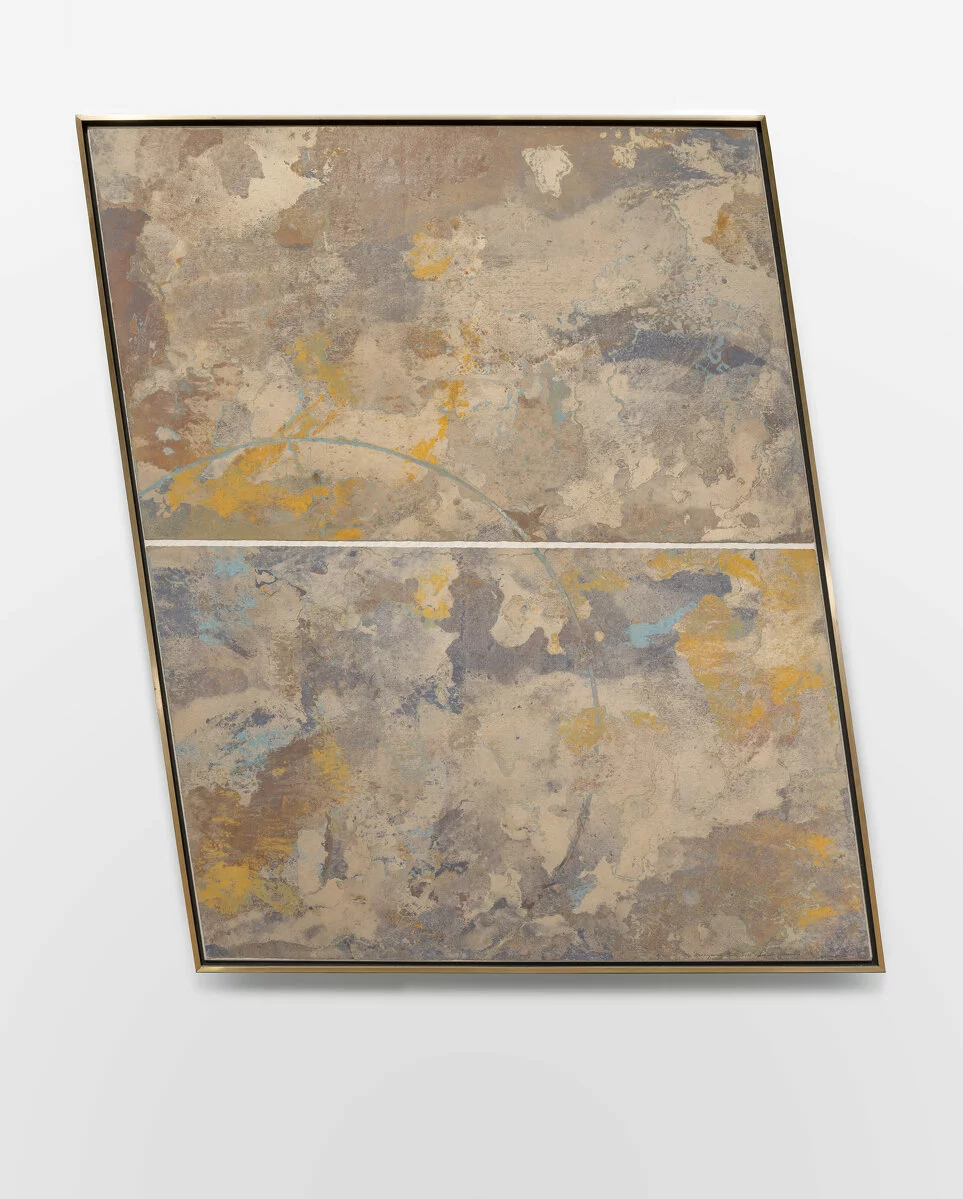 Virginia Jaramillo (b. 1939), <em>Anonymous Site #1-603</em>, 1990. Linen fiber with hand-ground earth pigments,
mounted on canvas; 69 × 60 in (175.3 × 152.4 cm). Collection of Kemper Museum of Contemporary Art, Kansas City, Missouri, Bebe and Crosby Kemper Collection, Gift of the William T. Kepmer Charitable Trust,
UMB Bank, n.a., Trustee, 1995.045.01. © Virginia Jaramillo. Photo: E.G. Schempf, 2023. 2023/11/VJ_002.jpg 